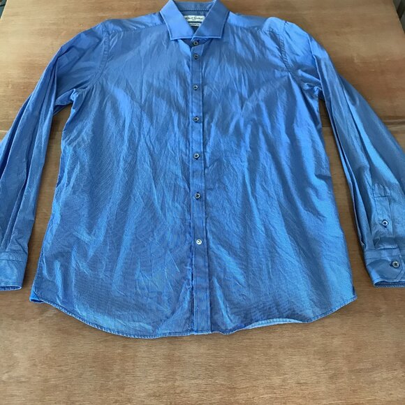 Robert Graham Tailored Fit Shirt Men L Blue Striped Button Up Long Sleeve 16687 - Picture 1 of 12